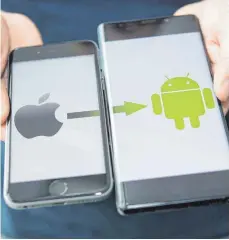  ?? FOTO: DPA ?? Das alte iPhone soll einem neuen Androiden weichen? Das ist nicht mehr so komplizier­t wie früher.