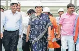  ??  ?? Union textile minister Smriti Irani taking a round of the Modern Coach Factory in Rae Bareli on Friday.