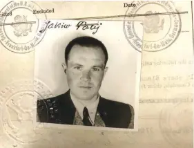  ?? — Reuters ?? Jakiw Palij, a 95-year old New York City man believed to be a former guard at a labour camp in Nazioccupi­ed Poland, is pictured in a 1949 visa photo in this handout image.
