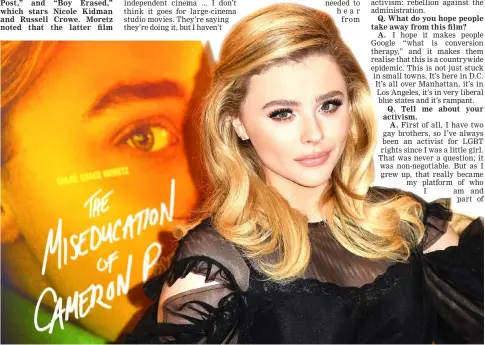  ?? — AFP photo ?? Moretz attends ‘The Miseducati­on Of Cameron Post’ New York screening recently in New York.