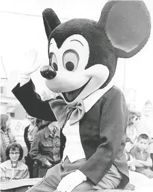  ??  ?? Mickey Mouse was the Stampede parade marshal in 1972.