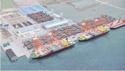  ?? PHOTOGRAPH COURTESY OF ICTSI ?? ARTIST’S rendition of ICTSI’s vision for the Visayas Container Terminal.