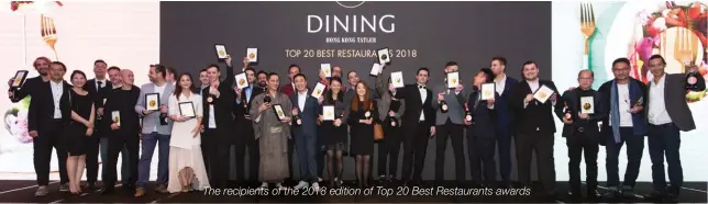  ??  ?? The recipients of the 2018 edition of Top 20 Best Restaurant­s awards
