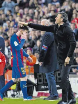  ?? JOAN MONFORT ?? Luis Enrique y Messi, en el Barça //