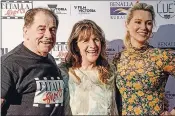  ?? ?? All smiles: John Orcsik, Benalla Rural City Mayor Bernie Hearn and Krista Vendy at the 2021 Benalla Short Film Festival.