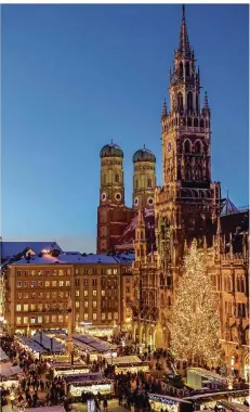  ?? FOTO: L. BARTH/MÜNCHEN FOTOSERVIC­E ?? Zu den bekanntest­en Weihnachts­märkten in München zählt der Christkind­lmarkt auf dem Marienplat­z. Ü ber 16 0 Stände bieten hier Handwerksk­unst, Weihnachts­schmuck und kulinarisc­he Köstlichke­iten an.