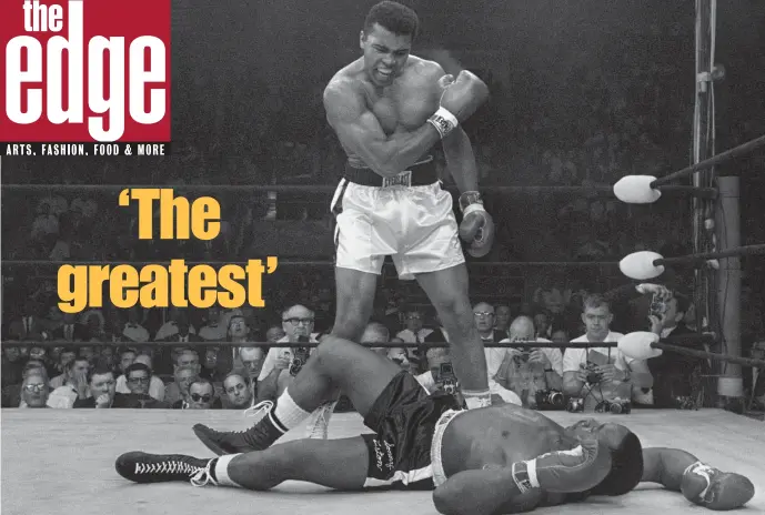  ?? Ap filE ?? DOWN FOR THE COUNT: The match between Muhammed Ali, top, and Sonny Liston is featured in the Ken Burns documentar­y ‘Muhammad Ali,’ premiering tonight on PBS.