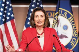  ?? MICHAEL BROCHSTEIN/SIPA USA FILE PHOTOGRAPH ?? House Speaker Nancy Pelosi (D-San Francisco) speaks at her weekly news conference at the U.S. Capitol in Washington, D.C., on June 27.