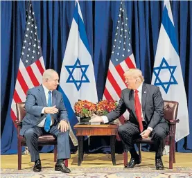  ?? AP ?? Aliados. El premier israelí Netanyahu y Trump, ayer en Nueva York.