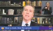  ?? Associated Press ?? Gov. Gavin Newsom is pushing back on challenges to the state’s restrictio­ns on religious gatherings.