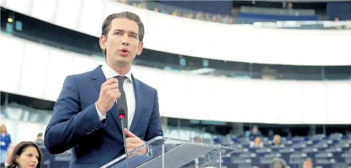  ??  ?? Die derzeitige Diskussion in Deutschlan­d zeige, wie wichtig eine bessere Absicherun­g der EU-Grenzen sei, sagte Kanzler Kurz bei seiner Rede vor dem EU-Parlament in Straßburg.