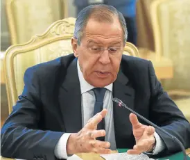  ?? /Reuters ?? Warning: Russian Foreign Minister Sergei Lavrov has called a bomb raid on Syria’s T-4 airbase that killed 14 fighters a very dangerous developmen­t.