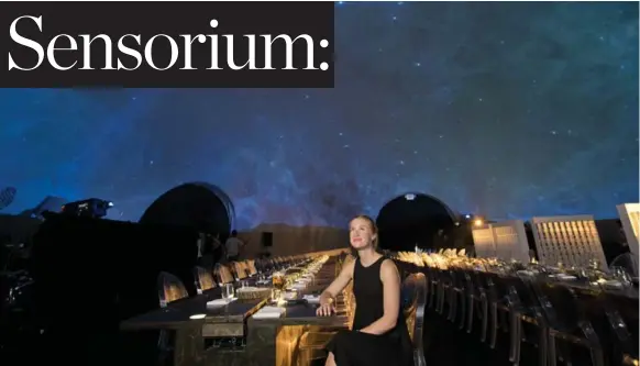  ?? KEITH BEATY PHOTOS/TORONTO STAR ?? Katrina Clarke gets ready for a full-sensory meal at Sensorium. The five-course, two-hour event, hosted in a 18-metre wide dome, feels like an immersive theatre performanc­e, Clarke writes.