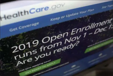  ?? PATRICK SISON — THE ASSOCIATED PRESS ?? This Tuesday photo shows HealthCare.gov website on a computer screen in New York. The sign-up period for next year’s individual health insurance coverage runs from Nov. 1 to Dec. 15. Picking a plan can initially involve several trips to websites like healthcare.gov just to understand the options.