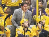  ?? Mark Humphrey / Associated Press ?? Nashville head coach Peter Laviolette is from Franklin, Mass., and won a title in 2006.