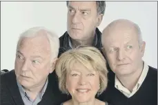  ??  ?? Angus Deayton with his Radio Active co-stars Helen Atkinson Wood, Michael Fenton Stevens, left, and Philip Pope.