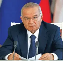  ?? - Reuters file photo ?? TAKEN ILL: Uzbekistan’s President Islam Karimov makes a statement at the Kremlin in Moscow, April 15, 2013.