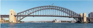  ?? DIETMAR RABICH/ CREATIVE COMMONS ?? Right: A view of the 90-year-old Sydney Harbour Bridge and its two gigantic pylons at either end which provide a unique view of crossing trains.