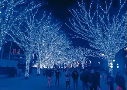  ??  ?? Check out the Blue Cave winter illuminati­on near Shibuya Station.