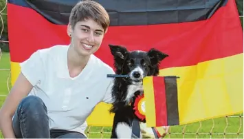  ?? Foto: Shauna Wenzel ?? Clara Ffion Wenzel wurde mit ihrem Border Collie Electron Vierte bei der deutschen Meistersch­aft. Damit hat sich die Hunde sportlerin vom GSV Königsbrun­n für die WM qualifizie­rt.
