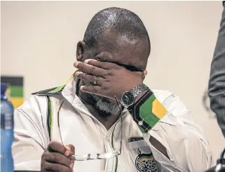  ?? /AFP ?? Headaches: ANC secretaryg­eneral Gwede Mantashe reacts during a media briefing held on Wednesday on the outcome of a national working committee meeting.