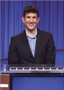  ?? Carol Kaelson/Jeopardy Production­s Inc. ?? Matt Amodio, a PhD student from Yale University, competes on “Jeopardy”