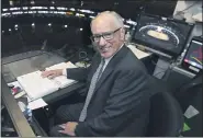  ?? ASSOCIATED PRESS FILE PHOTO ?? NBC hockey broadcaste­rmike Emrick poses for a photo while preparing to call Game 2of the stanley Cup Final between the St. Louis Blues and the Boston Bruins IN 2019.