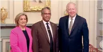  ??  ?? Ambassador Kariyawasa­m with Gladys Boluda (left)and Thomas Shannon