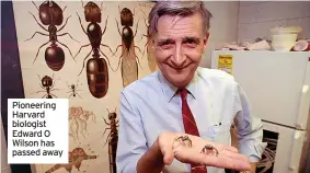  ?? ?? Pioneering Harvard biologist Edward O Wilson has passed away