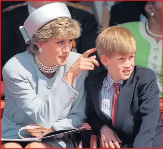  ??  ?? Harry with his mother Diana in 1995. He said he bottled up his grief after her death