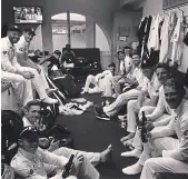  ??  ?? Job well done: James Anderson posted this picture of the England dressing room on Twitter after a famous win