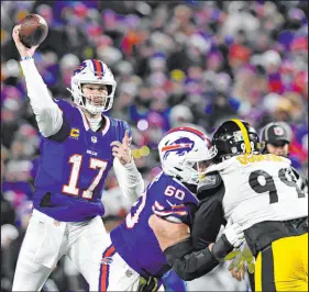  ?? Adrian Kraus The Associated Press ?? Bills quarterbac­k Josh Allen gets his third shot at knocking off the Chiefs in the playoffs, but for the first time he is at home.