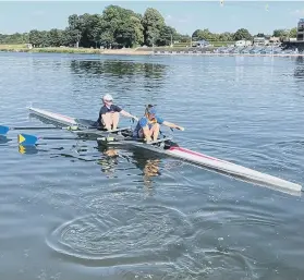  ??  ?? Lydia Hilton and Grace Niklasson in the women’s J16 double in Nottingham.