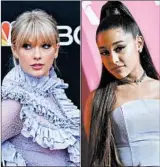  ?? BRIDGET BENNETT/GETTY-AFP ANGELA WEISS/GETTY-AFP ?? Taylor Swift, left, will compete with Ariana Grande in eight categories. Both earned 10 nomination­s.