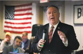  ?? Charlie Neibergall / Associated Press ?? Former Secretary of State Mike Pompeo speaks in Urbandale, Iowa, in March. Pompeo is one of several Republican­s preparing for a possible 2024 campaign.