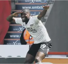  ?? ?? Idris Kanu celebrates a rare Posh goal. Photos: Joe Dent/theposh.com.