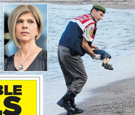  ?? Pictures: NILUFER DEMIR, BEN STANSALL/AFP ?? The body of drowned Alan Kurdi being carried away. Inset, his aunt Tima Kurdi