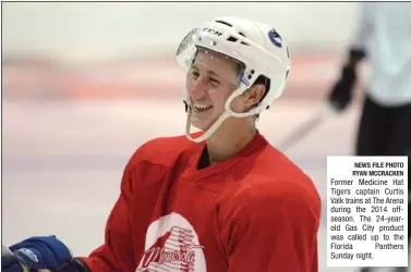  ?? NEWS FILE PHOTO RYAN MCCRACKEN ?? Former Medicine Hat Tigers captain Curtis Valk trains at The Arena during the 2014 offseason. The 24-yearold Gas City product was called up to the Florida Panthers Sunday night.