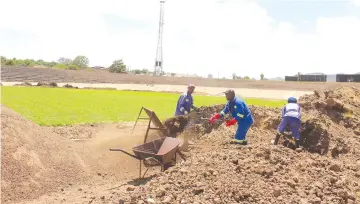  ?? ?? Renovation work is progressin­g well at Sakubva Stadium which is expected to be in use for the 2024 soccer season. — Picture: Takudzwa Manzero