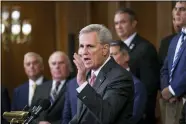  ?? J. SCOTT APPLEWHITE — THE ASSOCIATED PRESS ?? House Minority Leader Kevin McCarthy, R-Calif., speaks Aug. 31at the Capitol in Washington.