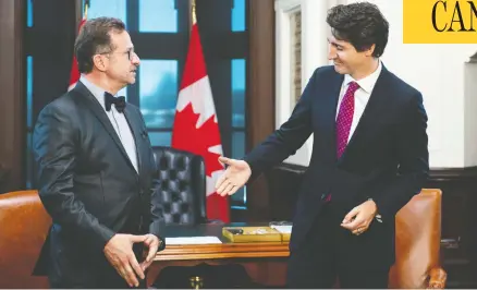  ?? SEAN KILPATRICK / THE CANADIAN PRESS ?? Prime Minister Justin Trudeau meets with Bloc Québécois leader Yves-françois Blanchet on Parliament Hill in Ottawa on Wednesday.