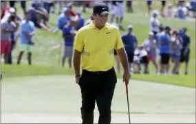  ?? CHRIS PEDOTA — THE RECORD VIA AP ?? Patrick Reed approaches the fourth green during the Northern Trust golf tournament at Liberty National Golf Course on Saturday.