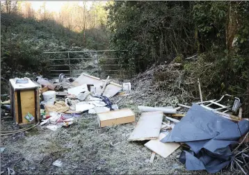  ??  ?? Dumping at the entrance to Kilcarra Woods outside Arklow.