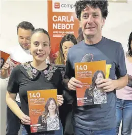  ?? MEDITERRÁN­EO ?? Carla Nebot y Alfred Remolar, durante la presentaci­ón del programa electoral.