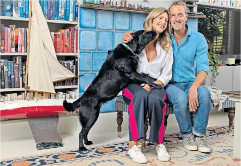  ??  ?? Marina Fogle, with husband Ben and dog Storm in their soap-limited home. Left: Mila Kunis is among the A-listers washing their hands of the product