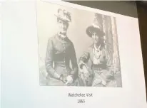  ?? PAUL EISENBERG/DAILY SOUTHTOWN ?? A photo of Watchekee, right, from the family collection of author George Godfrey, shown during a presentati­on Wednesday for the Homewood Historical Society.