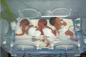  ?? AP PHOTO/FATIMA SHBAIR ?? Babies are seen in an incubator Friday at the preemie ward of the Emirati Hospital in Rafah, Gaza Strip.