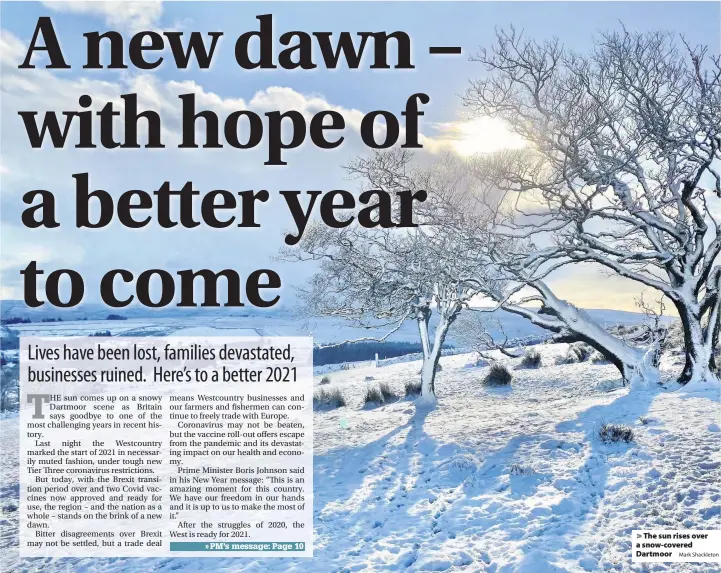  ?? Mark Shackleton ?? The sun rises over a snow-covered Dartmoor