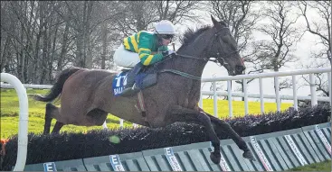  ?? (Photo: Patrick McCann/Racing Post) ?? A first winner over hurdles for Fermoy’s John Shinnick as he makes all the running to win on Enda Bolger’s L’Impertinen­t at Ballinrobe on Friday.