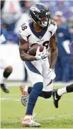  ?? Joe Robbins / Getty Images ?? The Broncos have gotten 36 receptions for 402 yards from Demaryius Thomas in 2018.